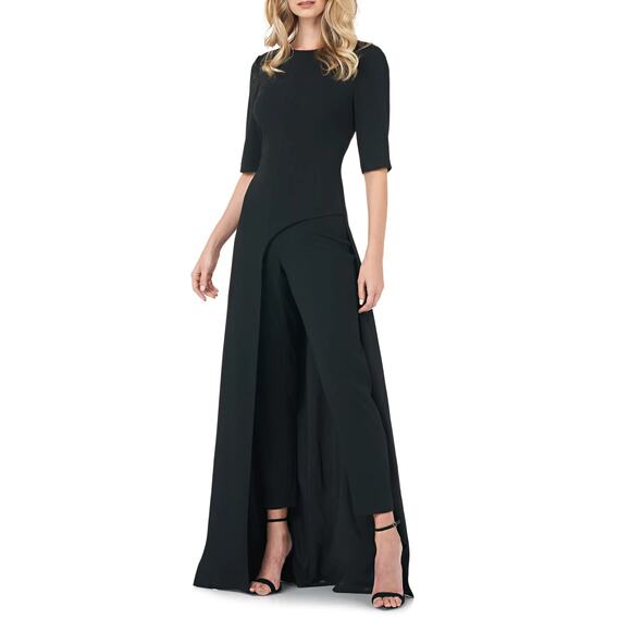 Kay Unger Davina Black Cocktail Maxi Jumpsuit Size 6 NWT - Picture 1 of 7